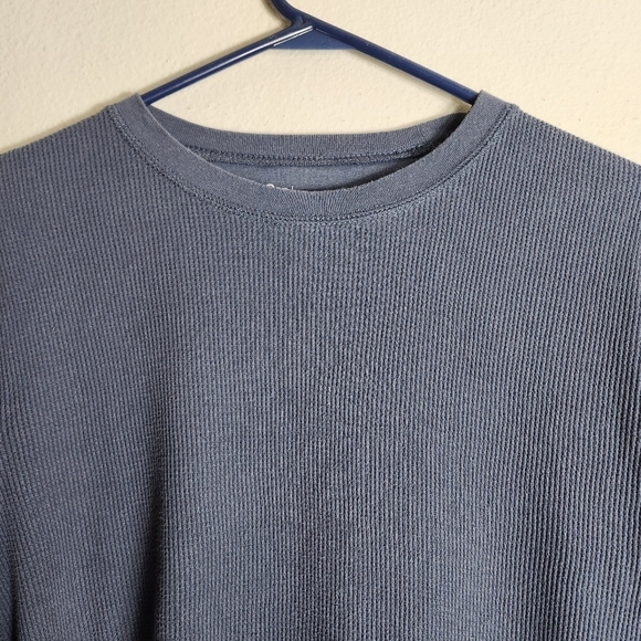 Gap Mens Light Navy Thermal Waffle Knit Long Sleeve Crewneck Shirt-Size L - Picture 2 of 5
